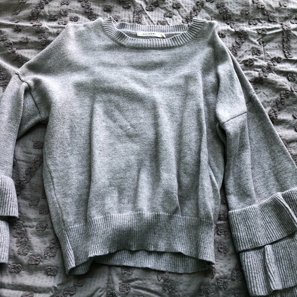 Boutique Sweater with Ruffle Sleeves